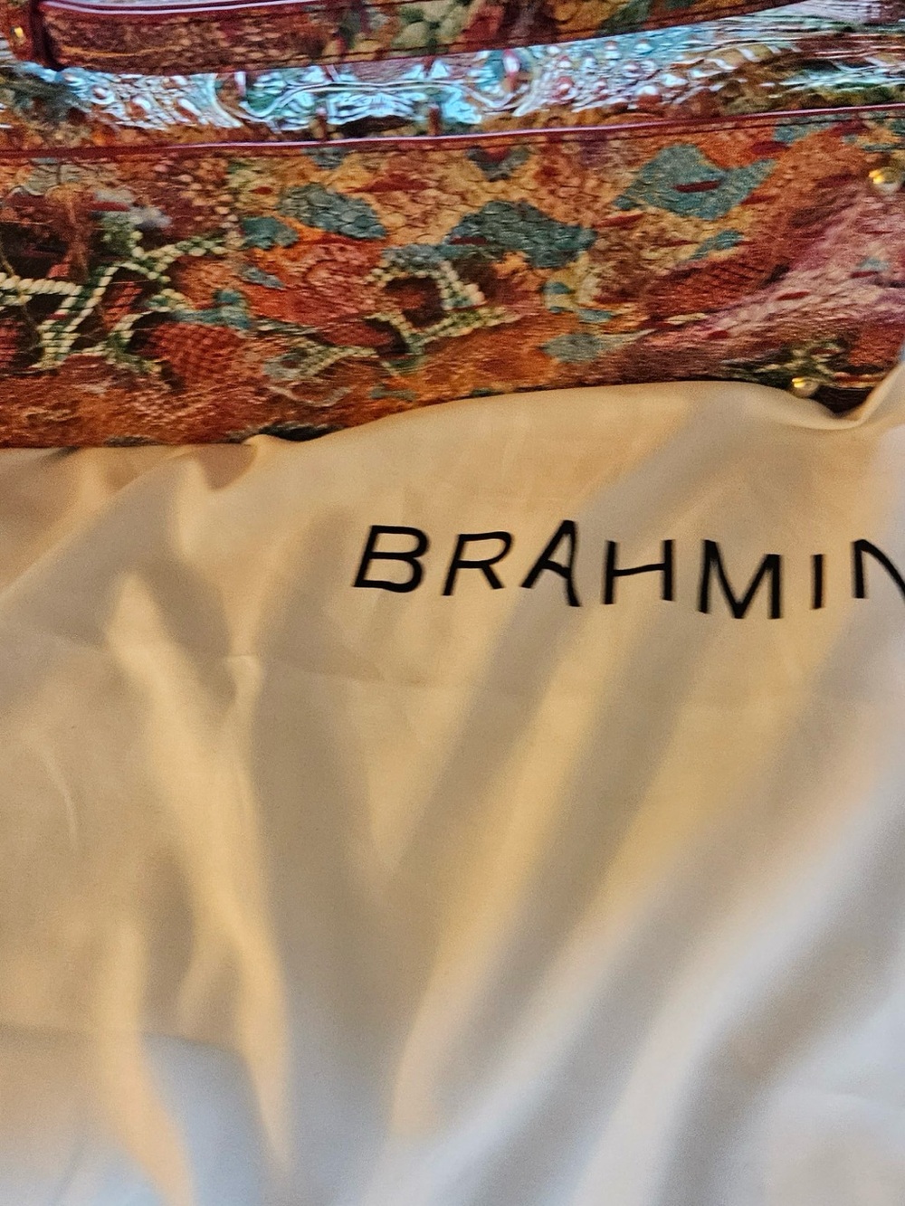 Pristine Large Brahmin Duxbury Multicolor Snake-Embossed Leather - Picture 2 of 4